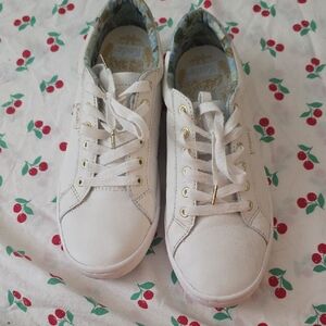 Keds Women's White Sneakers with Gold Accents